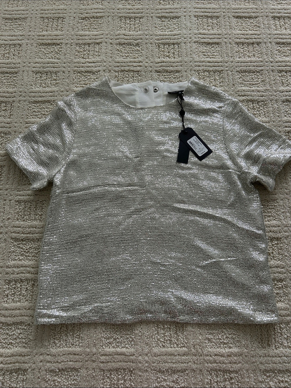 rag & bone Silver Sequin Short-Sleeve Tee